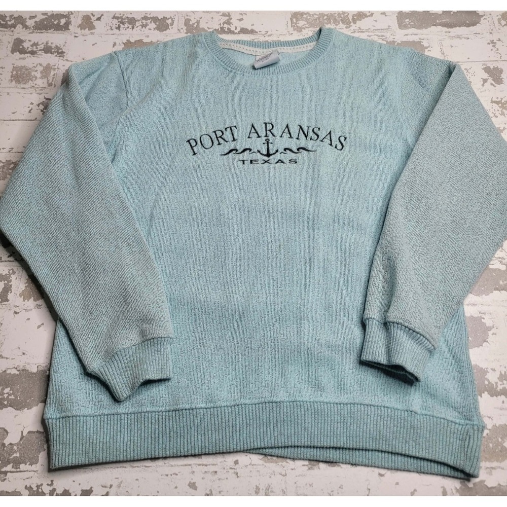 Pacific & Co. Port Aransas Crew Neck Sweatshirt Women's Small‎ Blue Beach Texas